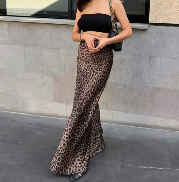 Leopard Print Dress Fashion Mermaid Skirt Womens Clothing